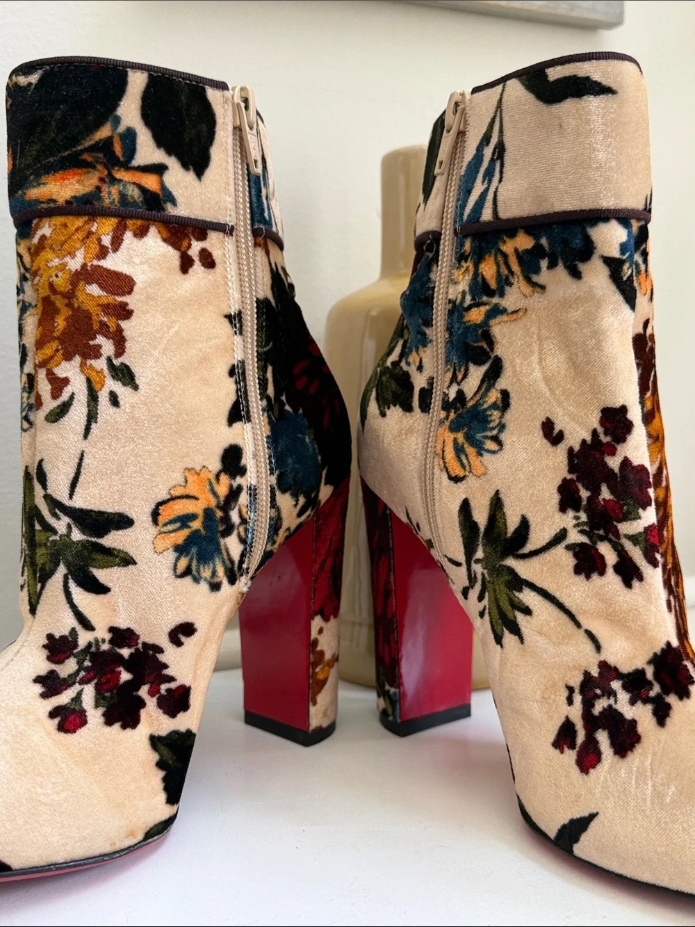 Christian Louboutin Veau Velour Moulamax  Boots Size 37.5/7.5US